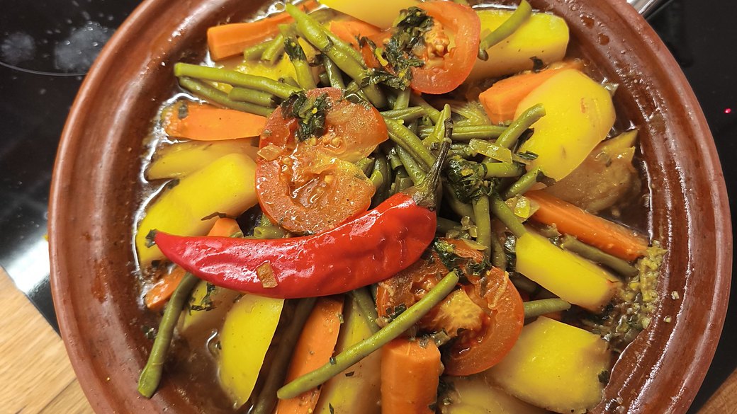 Tajine de bœuf aux haricots verts et pommes de terre